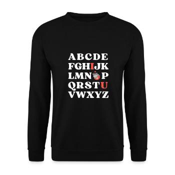 ABC I love you Kinder Hippo Valentinstag - Unisex Pullover - Schwarz - Vorne - Alina (178cm) & Michal (187cm)