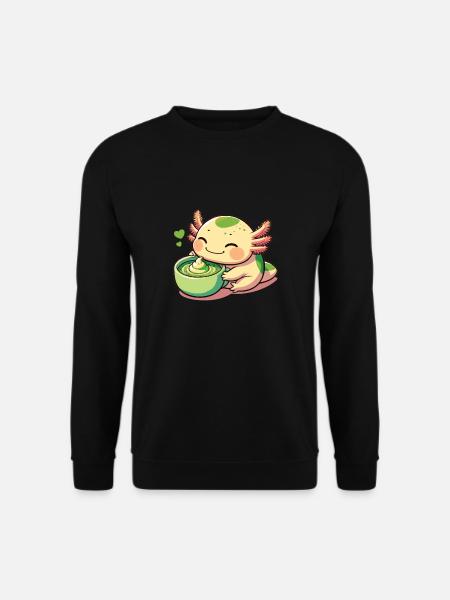 Matchatee mit Matcha Axolotl - Unisex Pullover - Schwarz