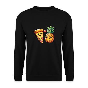Kawaii Pizza with Pineapple Dear Best Friends - Unisex Sweatshirt - black - Front - Alina (178cm) & Michal (187cm)