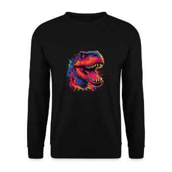 Watercolor Colorful T-rex Colorful Animals - Unisex Sweatshirt - black - Front - Alina (178cm) & Michal (187cm)