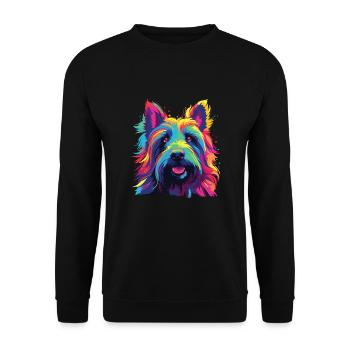 Aquarelle colorée Skye Terrier - Sweat-shirt Unisexe - noir - Devant - Alina (178cm) & Michal (187cm)