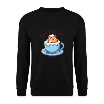 Cappyccino Capybara Kaffee Cappuccino - Unisex Pullover - Schwarz - Vorne - Alina (178cm) & Michal (187cm)