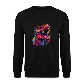 Watercolor Colorful T-rex Colorful Animals - Unisex Sweatshirt - black - Front - Alina (178cm) & Michal (187cm)