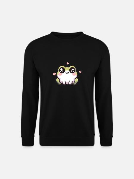 Kawaii Frosch niedliches Muster - Unisex Pullover - Schwarz