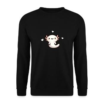 Kawaii Axolotl Motif Mignon - Sweat-shirt Unisexe - noir - Devant - Alina (178cm) & Michal (187cm)