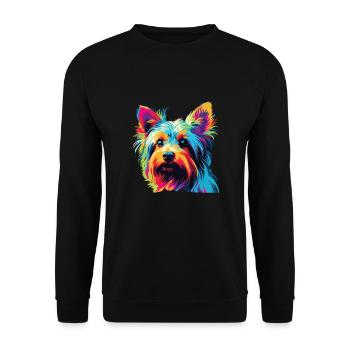 Watercolor Colorful Australian Silky Terrier - Unisex Sweatshirt - black - Front - Alina (178cm) & Michal (187cm)