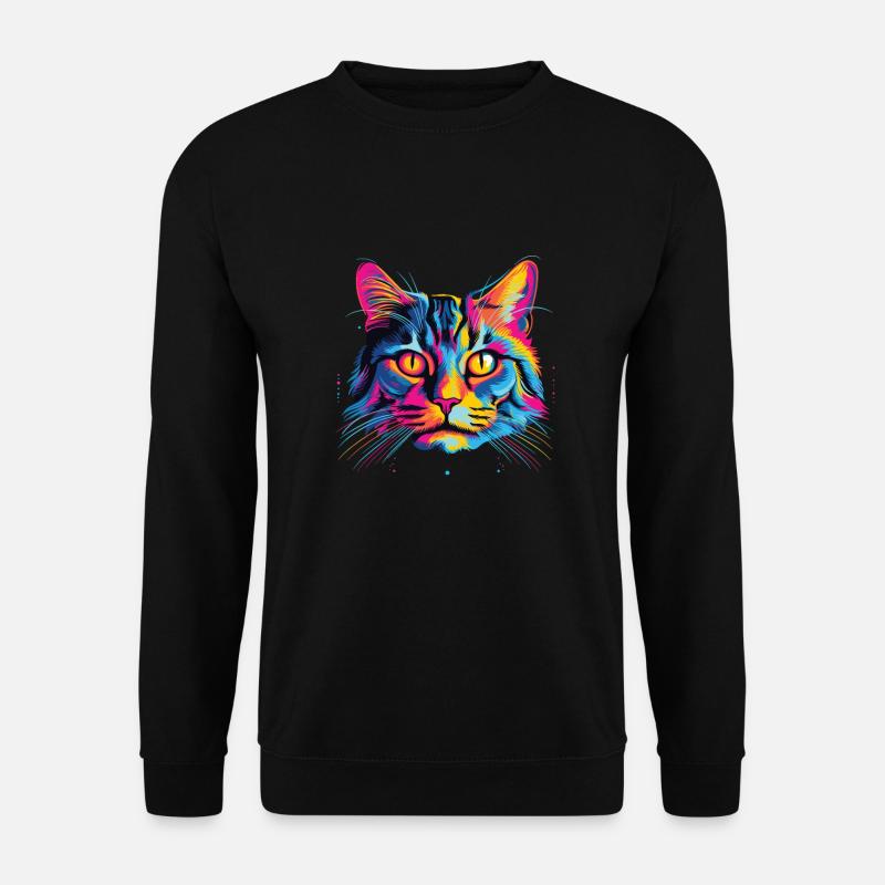 Wasserfarben Farbenfroher Domestic Shorthair - Unisex Pullover - Schwarz
