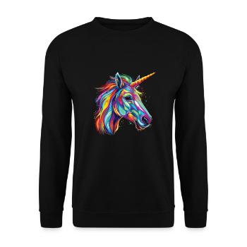 Watercolor Colorful Unicorn Colorful Animals - Unisex Sweatshirt - black - Front - Alina (178cm) & Michal (187cm)