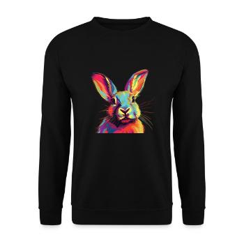 Watercolor Colorful Bunny Colorful Animals - Unisex Sweatshirt - black - Front - Alina (178cm) & Michal (187cm)