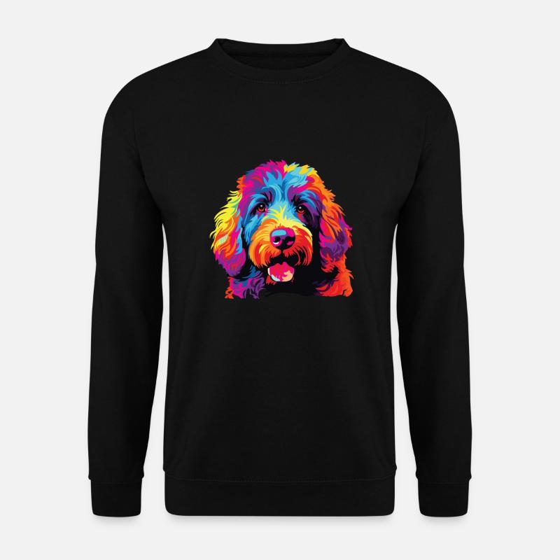 Wasserfarben Farbenfroher Spanischer Wasserhund - Unisex Pullover - Schwarz