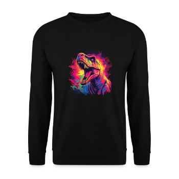 Watercolor Colorful T-rex Colorful Animals - Unisex Sweatshirt - black - Front - Alina (178cm) & Michal (187cm)