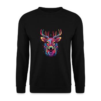 Watercolor Colorful Deer Colorful Animals - Unisex Sweatshirt - black - Front - Alina (178cm) & Michal (187cm)