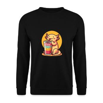 Sommer Smoothie Axolotl - Unisex Pullover - Schwarz - Vorne - Alina (178cm) & Michal (187cm)