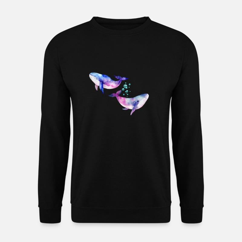 Zwei Regenbogenwale/Wale - Unisex Pullover - Schwarz