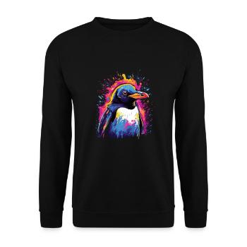 Watercolor Colorful Penguin Colorful Animals - Unisex Sweatshirt - black - Front - Alina (178cm) & Michal (187cm)