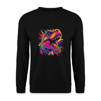 Watercolor Colorful T-rex Colorful Animals - Unisex Sweatshirt - black - Front - Alina (178cm) & Michal (187cm)