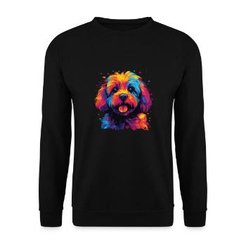 Watercolor Colorful Bolognese - Unisex Sweatshirt - black - Front - Alina (178cm) & Michal (187cm)