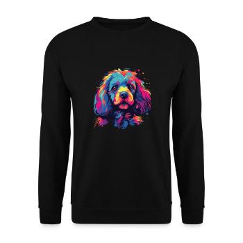 Watercolor Colorful Bolognese - Unisex Sweatshirt - black - Front - Alina (178cm) & Michal (187cm)