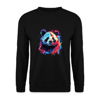Wasserfarben Farbenfroher Panda bunte Tiere - Unisex Pullover - Schwarz - Vorne - Alina (178cm) & Michal (187cm)