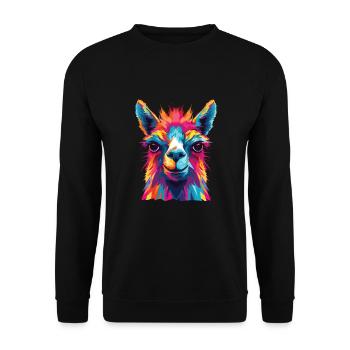 Watercolor Colorful Llama Colorful Animals - Unisex Sweatshirt - black - Front - Alina (178cm) & Michal (187cm)