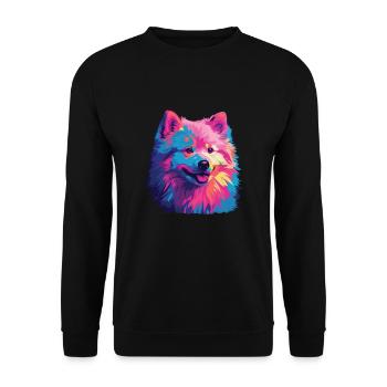 Aquarelle colorée Japon Spitz - Sweat-shirt Unisexe - noir - Devant - Alina (178cm) & Michal (187cm)