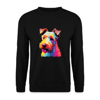 Aquarelle colorée Lakeland Terrier - Sweat-shirt Unisexe - noir - Devant - Alina (178cm) & Michal (187cm)