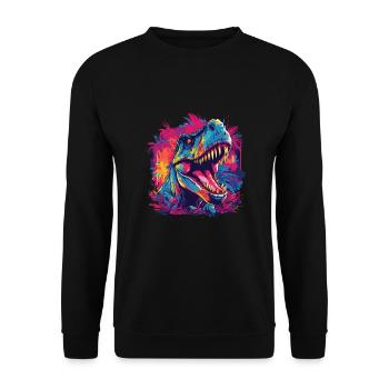 Watercolor Colorful T-rex Colorful Animals - Unisex Sweatshirt - black - Front - Alina (178cm) & Michal (187cm)