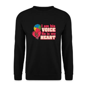 Balloon Autistic Autism Voice Heart Puzzle Piece - Unisex Sweatshirt - black - Front - Alina (178cm) & Michal (187cm)