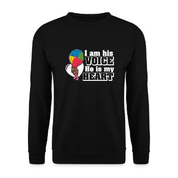 Balloon Autistic Autism Voice Heart Puzzle Piece - Unisex Sweatshirt - black - Front - Alina (178cm) & Michal (187cm)