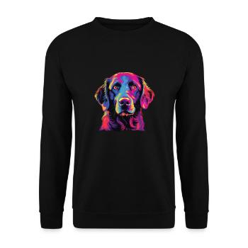 Watercolor Colorful Curly Coated Retriever - Unisex Sweatshirt - black - Front - Alina (178cm) & Michal (187cm)