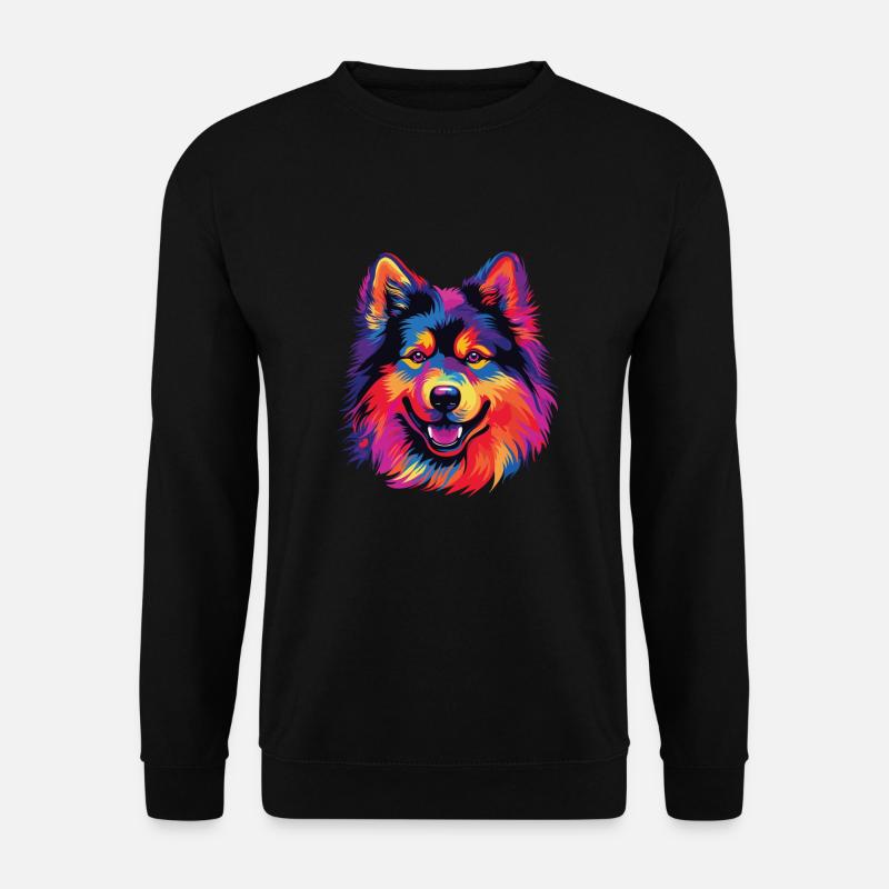 Wasserfarben Farbenfroher Finnischer Lapphund - Unisex Pullover - Schwarz