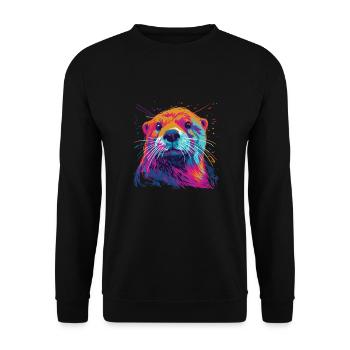 Watercolor Colorful Otter Colorful Animals - Unisex Sweatshirt - black - Front - Alina (178cm) & Michal (187cm)