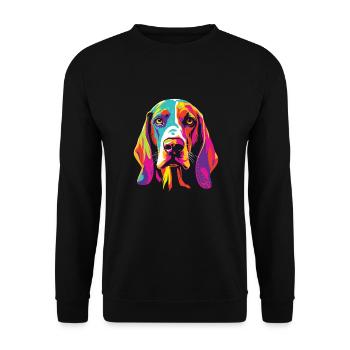 Watercolor Colorful Treeing Walker Coonhound - Unisex Sweatshirt - black - Front - Alina (178cm) & Michal (187cm)