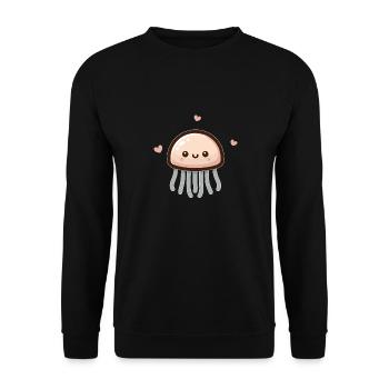 Méduse Kawaii Motif Mignon - Sweat-shirt Unisexe - noir - Devant - Alina (178cm) & Michal (187cm)