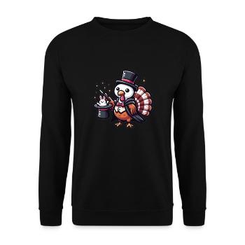 Thanksgiving Magier Zaubertrick Truthahn - Unisex Pullover - Schwarz - Vorne - Alina (178cm) & Michal (187cm)