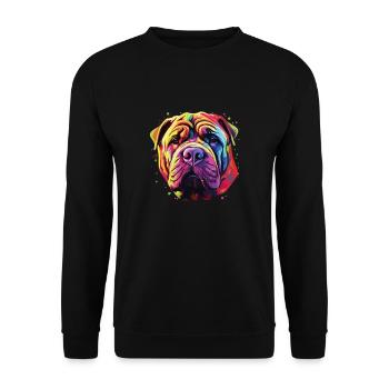 Shar Pei chinois coloré aquarelle - Sweat-shirt Unisexe - noir - Devant - Alina (178cm) & Michal (187cm)