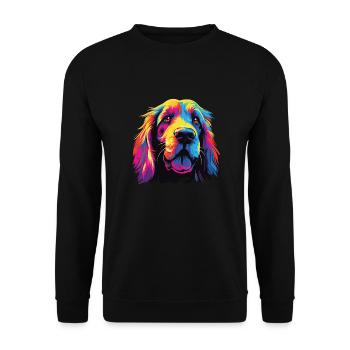 Wasserfarben Farbenfroher Petit Basset Griffon - Unisex Pullover - Schwarz - Vorne - Alina (178cm) & Michal (187cm)