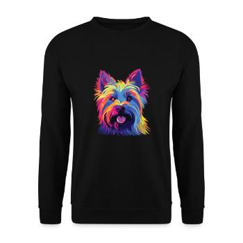Wasserfarben Farbenfroher Silky Terrier - Unisex Pullover - Schwarz - Vorne - Alina (178cm) & Michal (187cm)