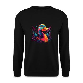 Watercolor Colorful Duck Colorful Animals - Unisex Sweatshirt - black - Front - Alina (178cm) & Michal (187cm)