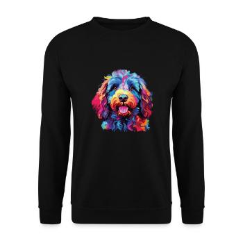 Watercolor Colorful Barbet - Unisex Sweatshirt - black - Front - Alina (178cm) & Michal (187cm)
