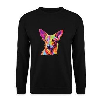 Wasserfarben Farbenfroher Portuguese Podengo - Unisex Pullover - Schwarz - Vorne - Alina (178cm) & Michal (187cm)