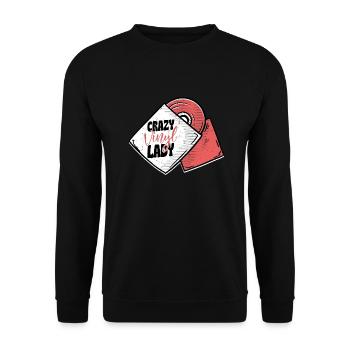Crazy Vinyl Lady Record Vintage Fan - Unisex Sweatshirt - black - Front - Alina (178cm) & Michal (187cm)