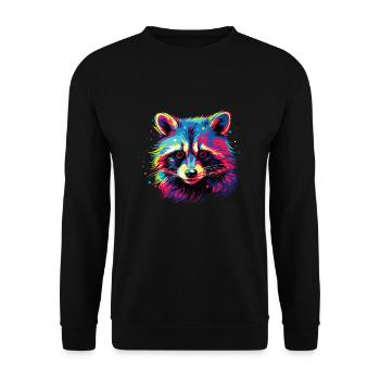 Watercolor Colorful Raccoon Colorful Animals - Unisex Sweatshirt - black - Front - Alina (178cm) & Michal (187cm)
