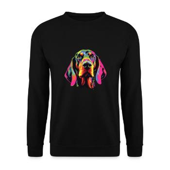 Aquarelle Coloré Noir Et Tan Coonhound - Sweat-shirt Unisexe - noir - Devant - Alina (178cm) & Michal (187cm)