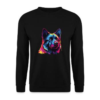 Watercolor Colorful Norwegian Elkhound - Unisex Sweatshirt - black - Front - Alina (178cm) & Michal (187cm)