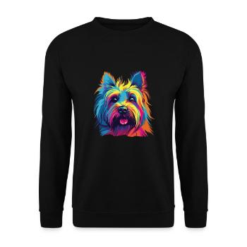 Wasserfarben Farbenfroher Skye Terrier - Unisex Pullover - Schwarz - Vorne - Alina (178cm) & Michal (187cm)