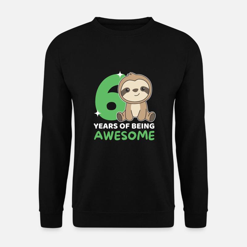 Faultier zum 6. Geburtstag Kinder sechs Jahre alt - Unisex Pullover - Schwarz