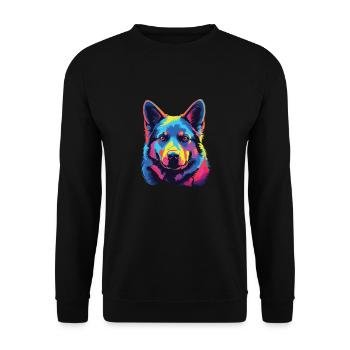 Watercolor Colorful Norwegian Elkhound - Unisex Sweatshirt - black - Front - Alina (178cm) & Michal (187cm)