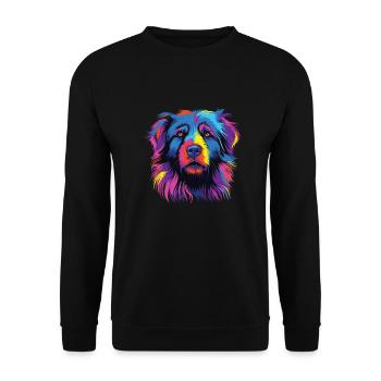 Wasserfarben Farbenfroher Petit Basset Pyrenean - Unisex Pullover - Schwarz - Vorne - Alina (178cm) & Michal (187cm)