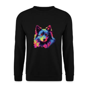 Watercolor Colorful Schipperke - Unisex Sweatshirt - black - Front - Alina (178cm) & Michal (187cm)